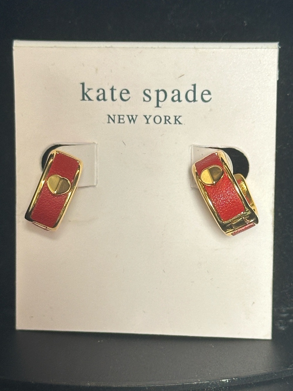 Kate Spade New York Red Heart Gold-Tone Huggie Hoop Earrings